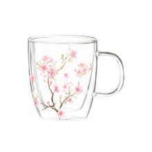Load image into Gallery viewer, Glass Cafe Cup Cherry Blossom