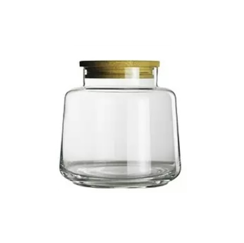 ELIN Glass Jar with Bamboo Lid Short