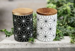 MIA Storage Canister with Acacia Lid White Geo
