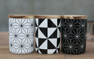 MIA Storage Canister with Acacia Lid Black Geo