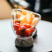Load image into Gallery viewer, MAURITZ Glass Bowl with Marble Base Small
