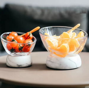 MAURITZ Glass Bowl with Marble Base Small