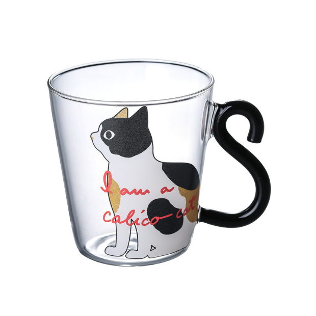 FELINE Glass Cup Calico Cat