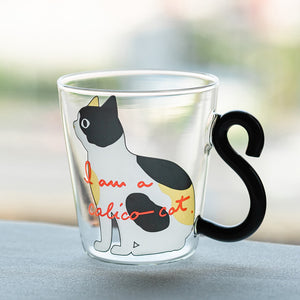 FELINE Glass Cup Calico Cat