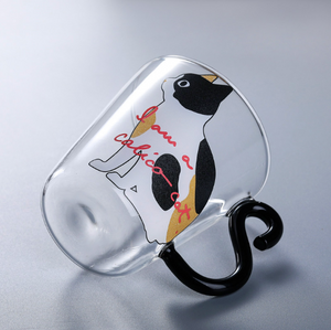 FELINE Glass Cup Calico Cat