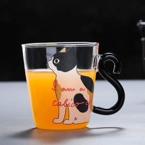 FELINE Glass Cup Calico Cat