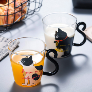 FELINE Glass Cup Calico Cat