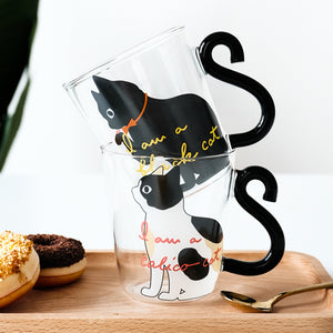 FELINE Glass Cup Calico Cat