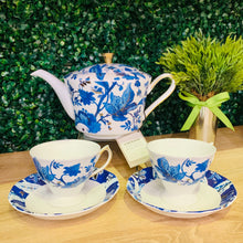 Load image into Gallery viewer, Blue Floral Etoile Tea Cups
