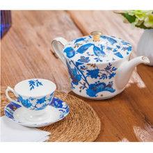 Load image into Gallery viewer, Blue Floral Etoile Tea Cups
