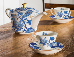 Blue Floral Etoile Tea Cups