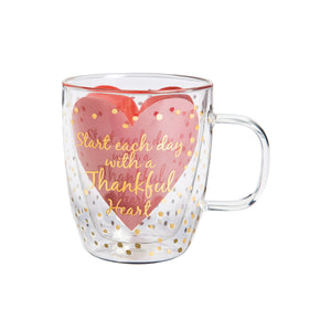 Glass Cafe Cup Thankful Heart