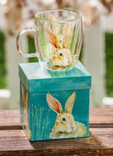 Load image into Gallery viewer, Glass Cafe Cup Colorful Bunny
