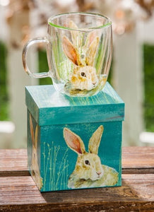 Glass Cafe Cup Colorful Bunny