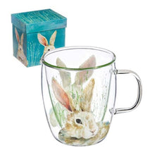 Load image into Gallery viewer, Glass Cafe Cup Colorful Bunny
