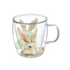 Glass Cafe Cup Colorful Bunny
