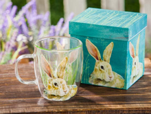 Load image into Gallery viewer, Glass Cafe Cup Colorful Bunny
