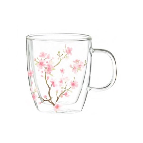 Glass Cafe Cup Cherry Blossom