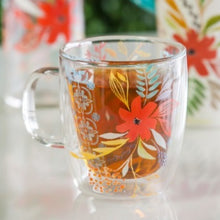 Load image into Gallery viewer, Glass Cafe Cup Watercolor Floral
