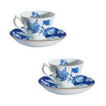 Load image into Gallery viewer, Blue Floral Etoile Tea Cups
