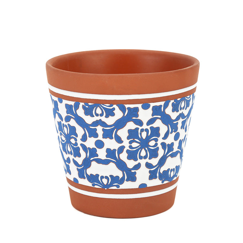 SANTORINI Pot Blue & White Arabesque