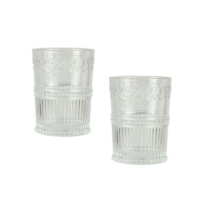Leaf Line Rustic Set of 2 Short Glass