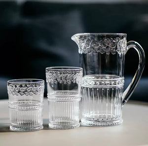 Leaf Line Rustic Set of 2 Tall Glass