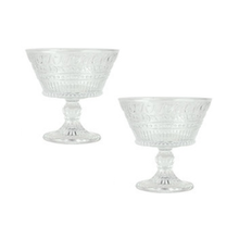 Load image into Gallery viewer, Leaf Line Rustic Set of 2 Stemmed Dessert Bowls
