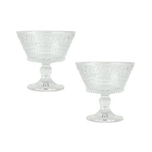Leaf Line Rustic Set of 2 Stemmed Dessert Bowls