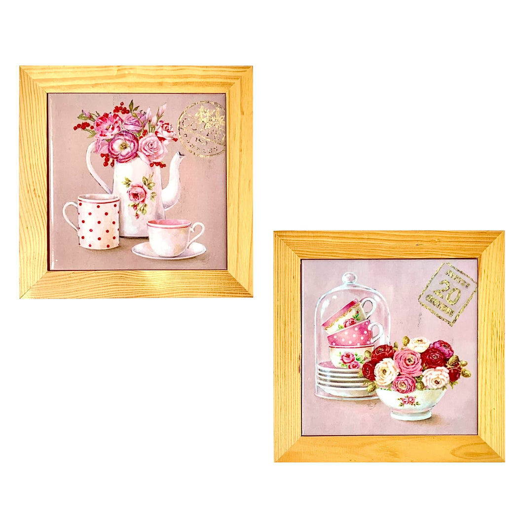 OLIVIA Tile with Wood Frame Time For Tea