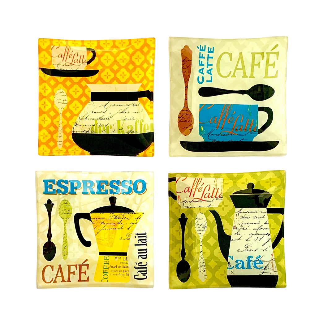 RENEE Artisan Glass Plates Set of 4 Coffee