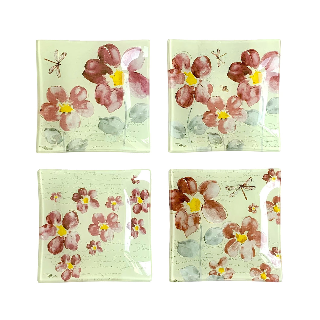 RENEE Artisan Glass Plates Set of 4 Sunny Afternoon