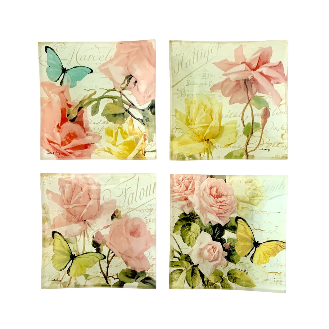 RENEE Artisan Glass Plates Set of 4 Florabella