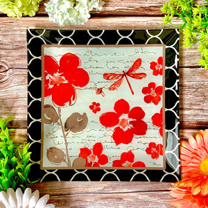 RENEE 8" Square Glass Plate Floral Symphony