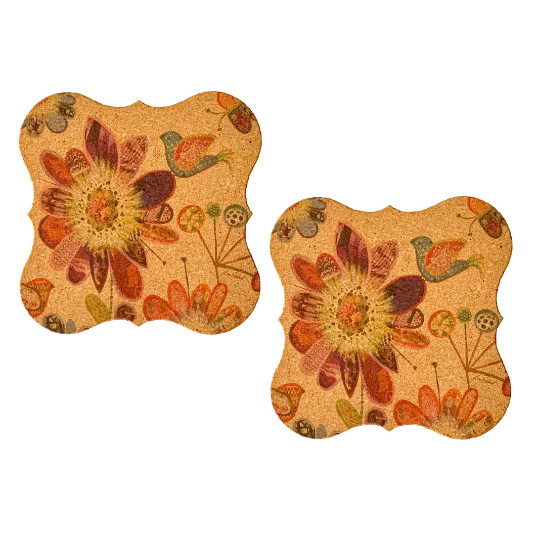 KAMMI Cork Surface Saver Set of 2 Birds & Flowers