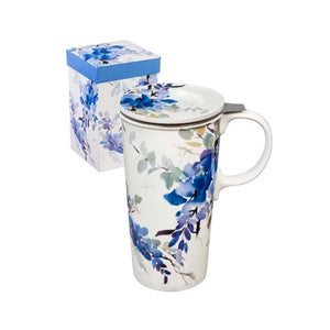 LEIGHTON Blue Floral Watercolor Tea Mug