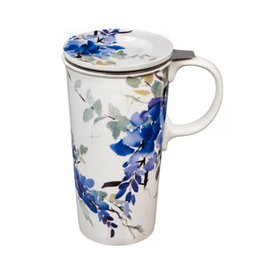 LEIGHTON Blue Floral Watercolor Tea Mug