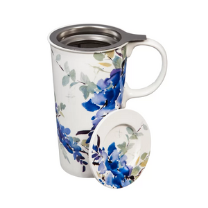 LEIGHTON Blue Floral Watercolor Tea Mug