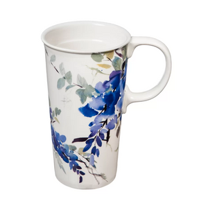 LEIGHTON Blue Floral Watercolor Tea Mug
