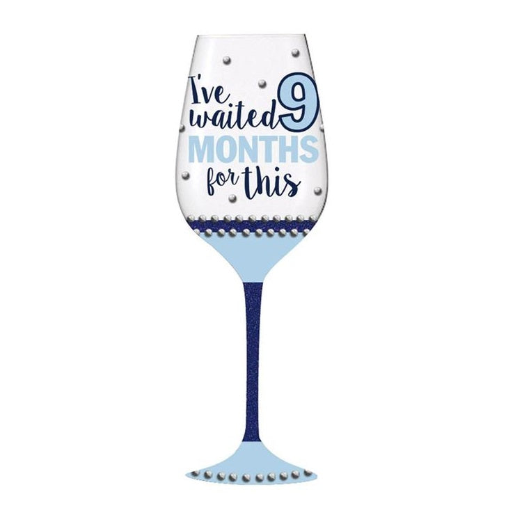 STORK Wine Glass Baby Boy