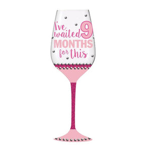 STORK Wine Glass Baby Girl