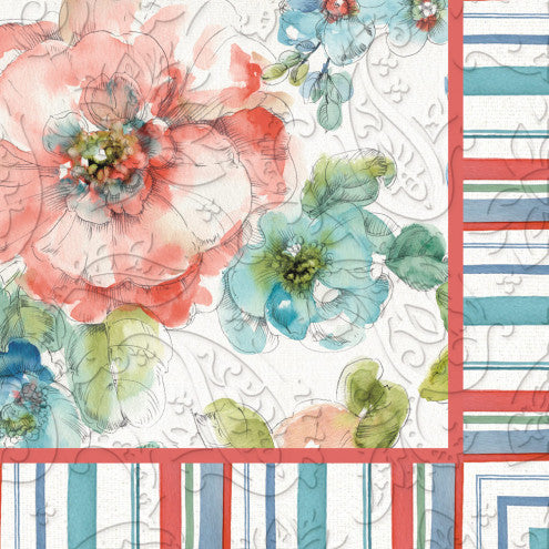 Embossed Paper Cocktail Napkin Summer Bloom