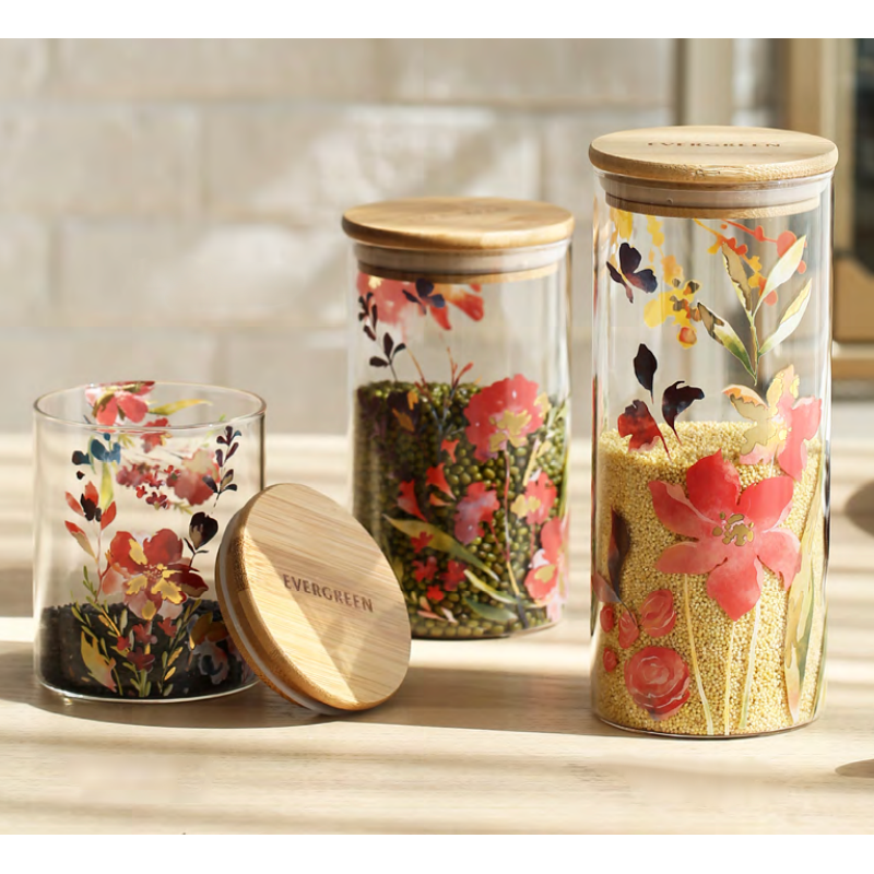 LENA Glass Canister Set Watercolor Boho