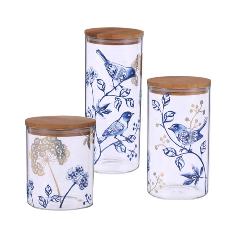 LENA Glass Canister Set Starlit Winter