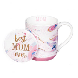 MARION Best Mom Ever Cup with Coaster