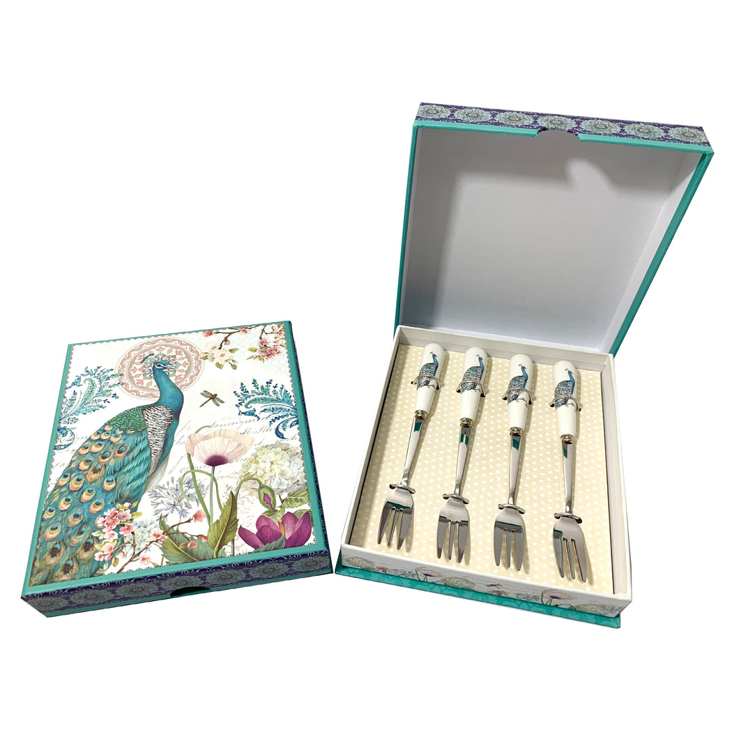 Resplendent Peacock Dessert Fork Set