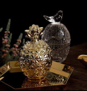 SOLEY Glass Pineapple Candy Jar Gold