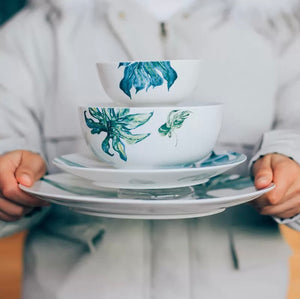 Green Foliage Set of 2 Soup Bowl