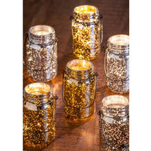 Load image into Gallery viewer, ILLUME Mercury Glass Mason Jar with String Lights Gold
