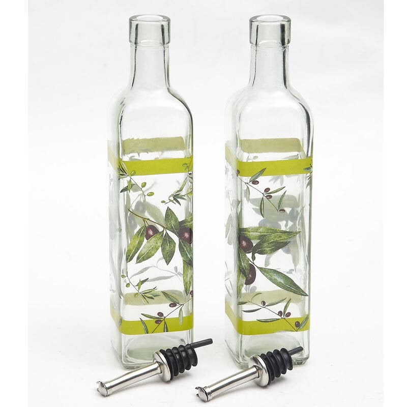 MARIN Glass Oil Bottle Set of 2 Olives